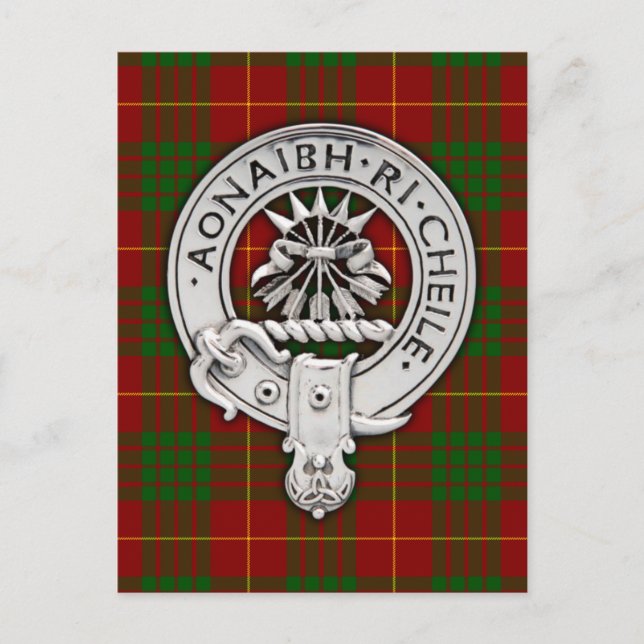 Cartão Postal Clan Cameron Crest & Tartan (Frente)