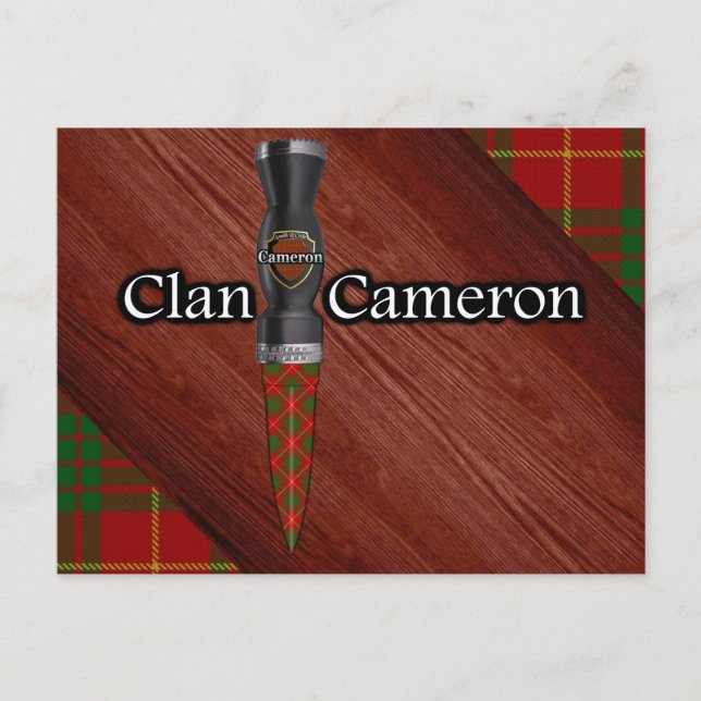 Cartão Postal Clan Cameron Tartan Sgian Dubh Blade (Frente)