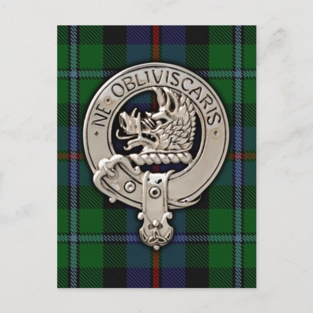 Cartão Postal Clan Campbell Crest & Cawdor Tartan (Frente)