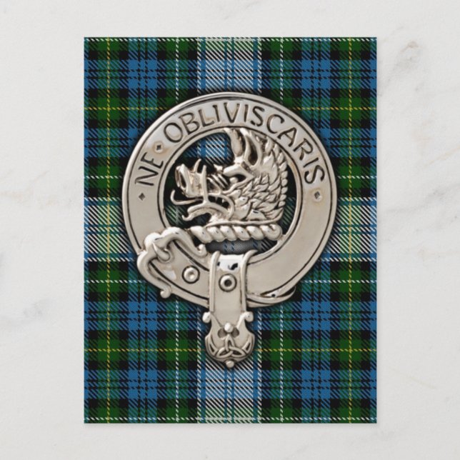 Cartão Postal Clan Campbell Crest & Dress Tartan (Frente)
