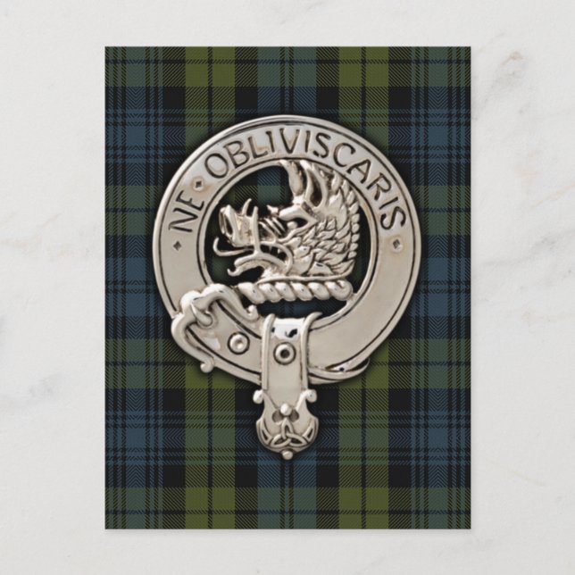 Cartão Postal Clan Campbell Crest & Tartan (Frente)