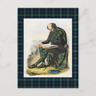 Cartão Postal Clan Campbell Vintage Ilustração Tartan Frame