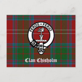 Cartão Postal Clan Chisholm Tartan & Crest Crachá