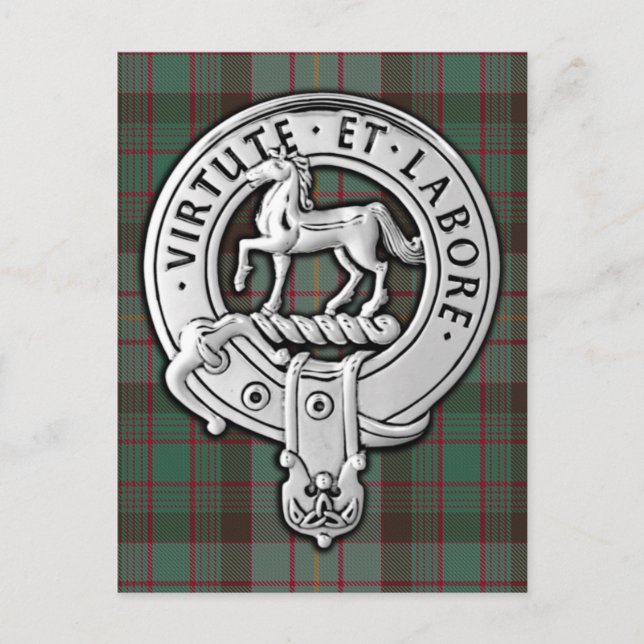 Cartão Postal Clan Cochrane Crest & Hunting Tartan (Frente)