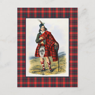 Cartão Postal Clan Fraser Vintage Ilustração Tartan