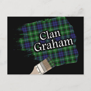 Cartão Postal Clan Graham Scottish Tartan Paint Brush