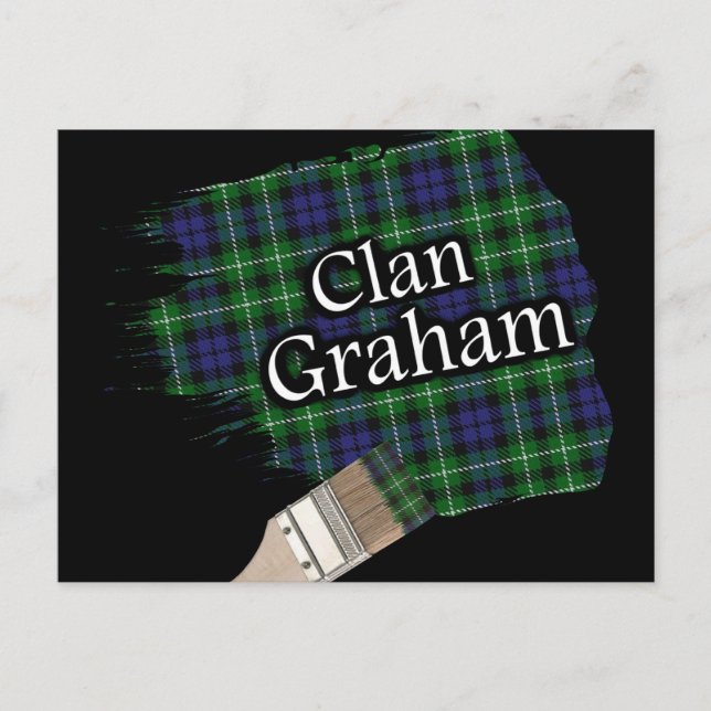 Cartão Postal Clan Graham Scottish Tartan Paint Brush (Frente)