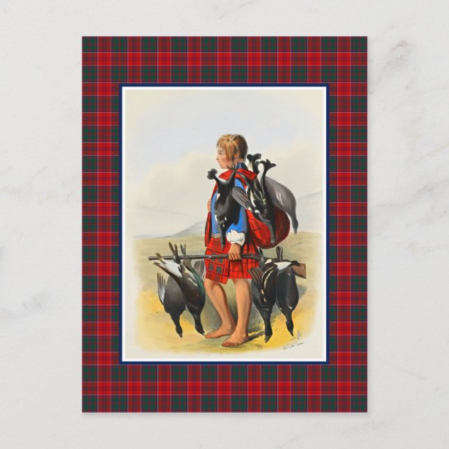 Cartão Postal Clan Grant Vintage Ilustração Tartan Frame (Frente)