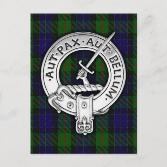 Cartão Postal Clan Gunn Crest & Tartan (Frente)