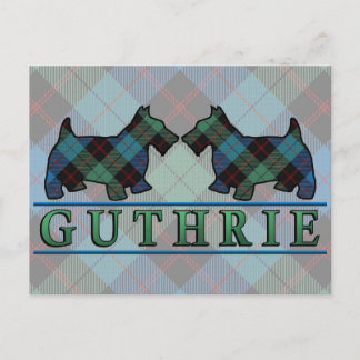 Cartão Postal Clan Guthrie Tartan Scottie Dogs
