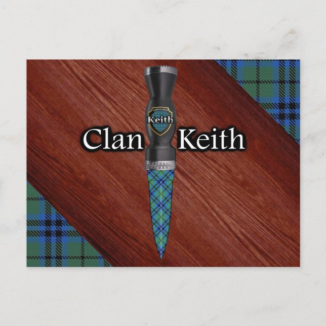 Cartão Postal Clan Keith Tartan Sgian Dubh Blade (Frente)