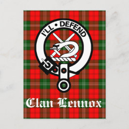 Cartão Postal Clan Lennox Crest Crachá & Tartan