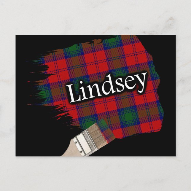Cartão Postal Clan Lindsey Lindsay Scottish Tartan Paint Brush (Frente)