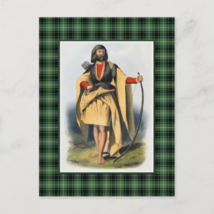 Cartão Postal Clan MacArthur Vintage Ilustração Tartan Frame