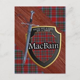 Cartão Postal Clan MacBain Tartan Sword & Shield