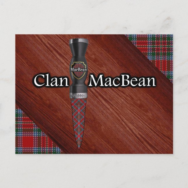 Cartão Postal Clan MacBean Tartan Sgian Dubh Blade (Frente)