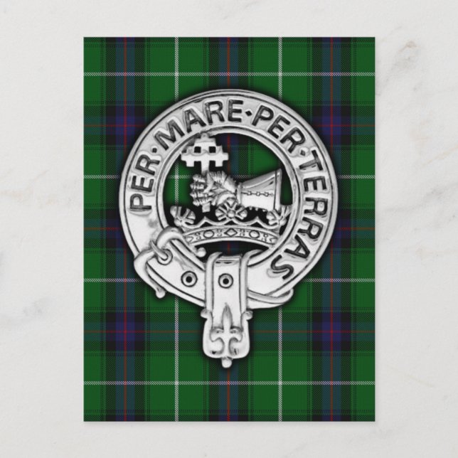 Cartão Postal Clan MacDonald do Isles Crest & Tartan (Frente)