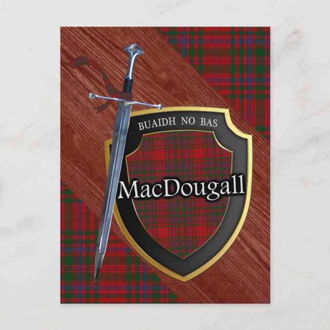 Cartão Postal Clan MacDougall Tartan Sword & Shield (Frente)