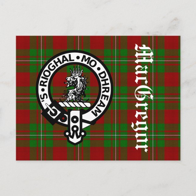 Cartão Postal Clan MacGregor Crest Crachá & Tartan (Frente)