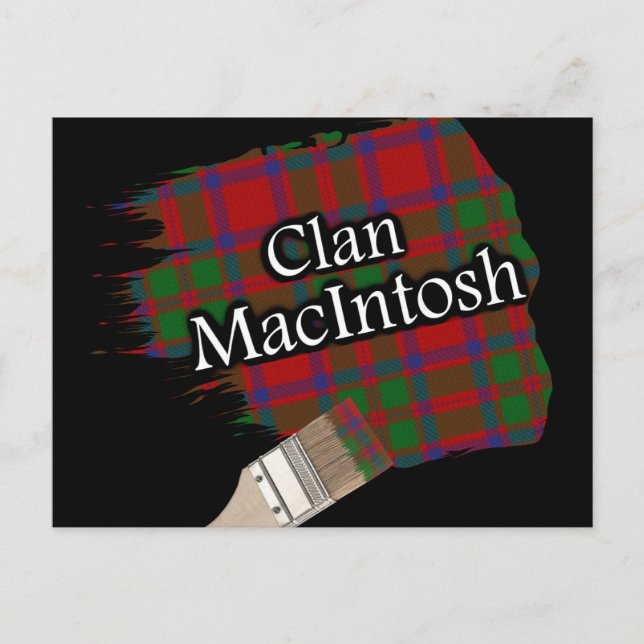 Cartão Postal Clan MacIntosh Scottish Tartan Paint Brush (Frente)