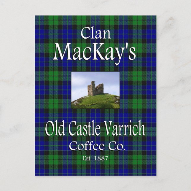 Cartão Postal Clan MacKay's Old Castle Varrich Coffee Co. (Frente)