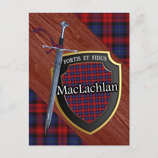 Cartão Postal Clan MacLachlan Tartan Sword & Shield (Frente)