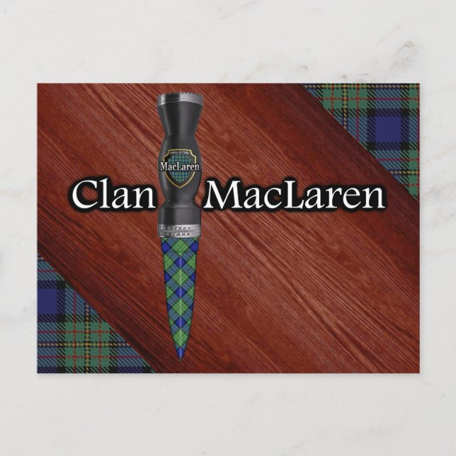 Cartão Postal Clan MacLaren Tartan Sgian Dubh Blade (Frente)