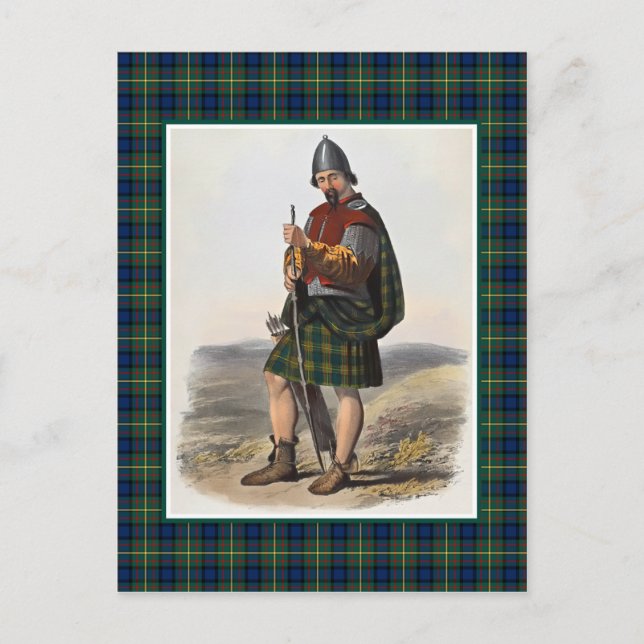 Cartão Postal Clan MacLaren Vintage Ilustração Tartan (Frente)