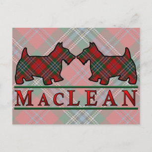 Cartão Postal Clan MacLean Tartan Scottie Dogs