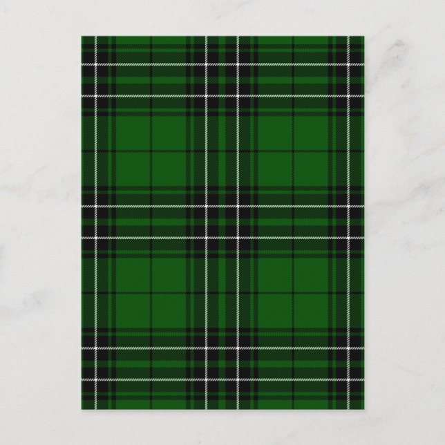 Cartão Postal Clan MacLean Tartan verde e negro escocês (Frente)