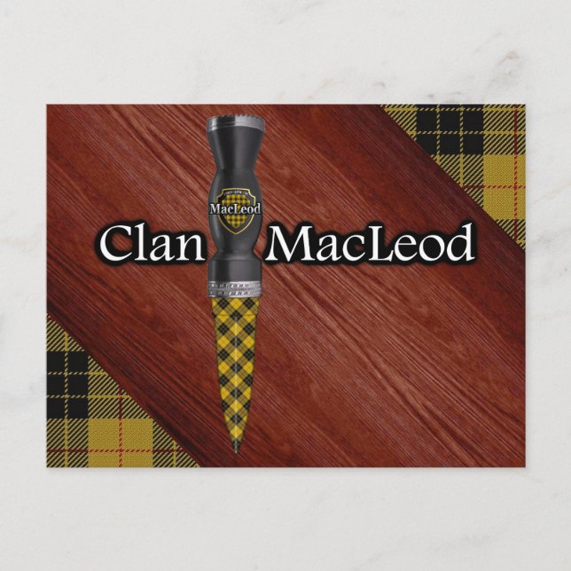 Cartão Postal Clan MacLeod Tartan Sgian Dubh Blade (Frente)