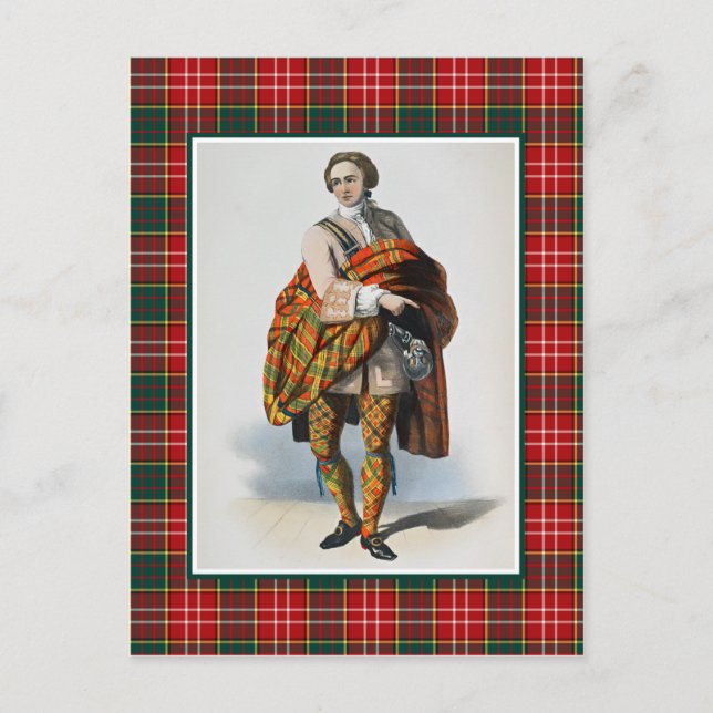 Cartão Postal Clan Ogilvie Vintage Ilustração Tartan (Frente)