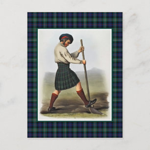 Cartão Postal Clan Rosa Vintage Ilustração Tartan