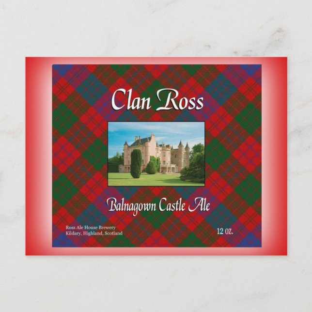 Cartão Postal Clan Ross Balnagown Castle Ale (Frente)