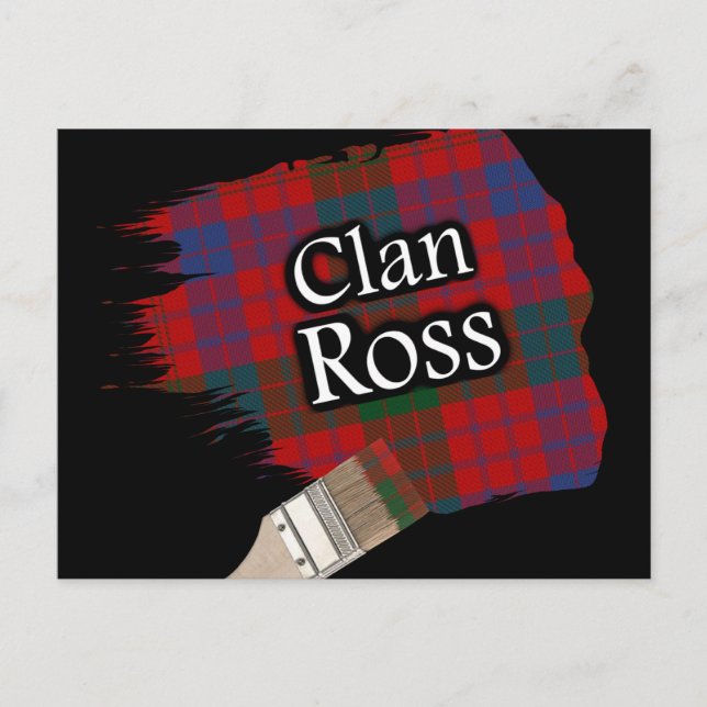 Cartão Postal Clan Ross Scottish Tartan Paint Brush (Frente)