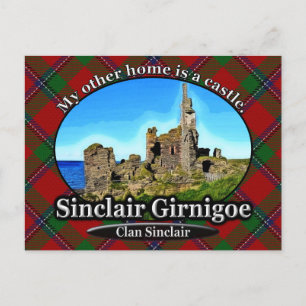 Cartão Postal Clan Sinclair Castle Sinclair Girnigoe Escócia