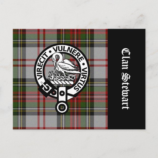Cartão Postal Clan Stewart Crest & Tartan (Frente)