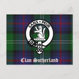 Cartão Postal Clan Sutherland Crest & Tartan