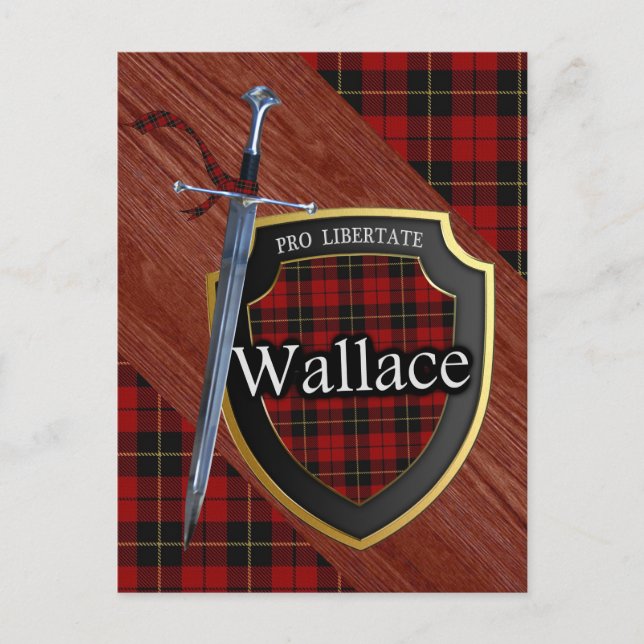 Cartão Postal Clan Wallace Tartan Sword & Shield (Frente)