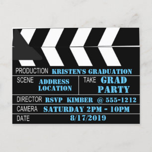 Cartão postal Clapperboard Convite Personalizado