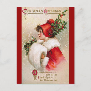 Cartão Postal Clapsaddle: Menina do inverno com chapéu do