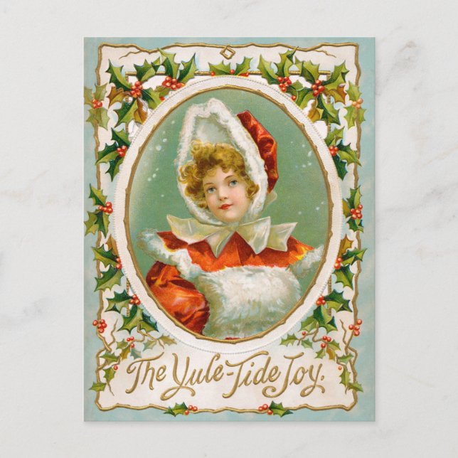 Cartão Postal Clapsaddle: Menina encantador do inverno (Frente)