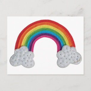 Cartão Postal Claraluna Rainbow - A hand stiched felt design.