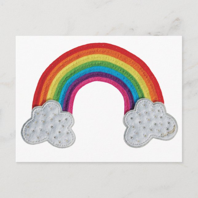 Cartão Postal Claraluna Rainbow - A hand stiched felt design. (Frente)