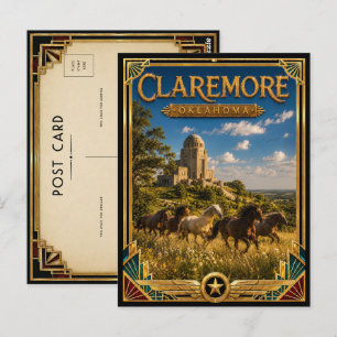 Cartão Postal Claremore Oklahoma Arte Deco Vintage Idade Dourada