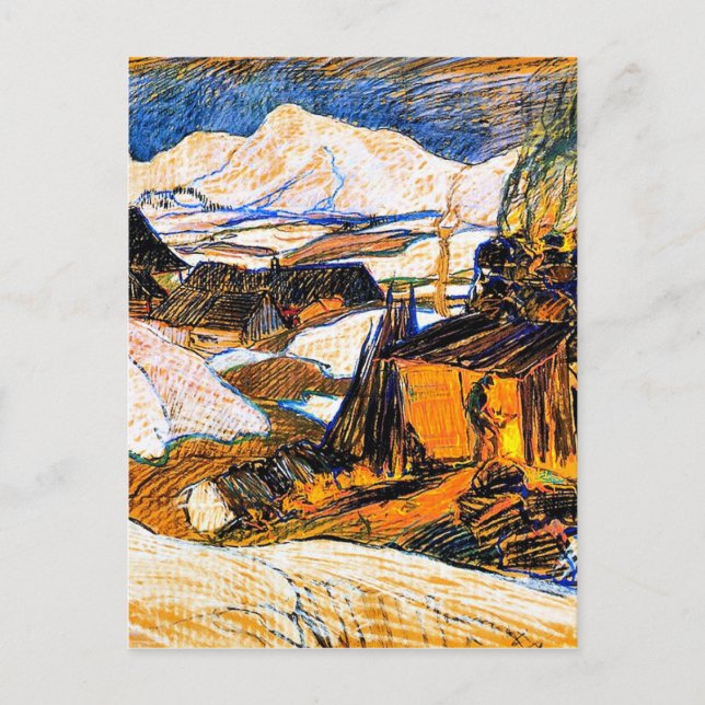 Cartão Postal Clarence Gagnon art, Limão Kiln, Baie-Santo Paul (Frente)