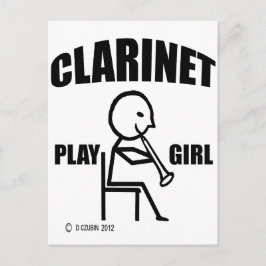 Cartão Postal Clarinet Play Girl