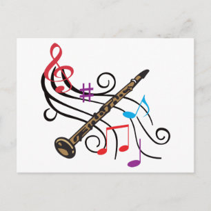 Cartão Postal Clarinete Com Música