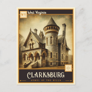 Cartão Postal Clarksburg, Virgínia Ocidental Vintage