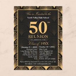 Cartão Postal Class of 1976 50th Reunion Invitation Art Deco